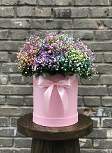 Цветочная композиция из Гипсофила и Розы в шляпной коробке #REPLACE_PRED# Озеке-Суате