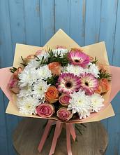 Букет цветов из:  Розы, Герберы и Хризантемы в Озеке-Суате