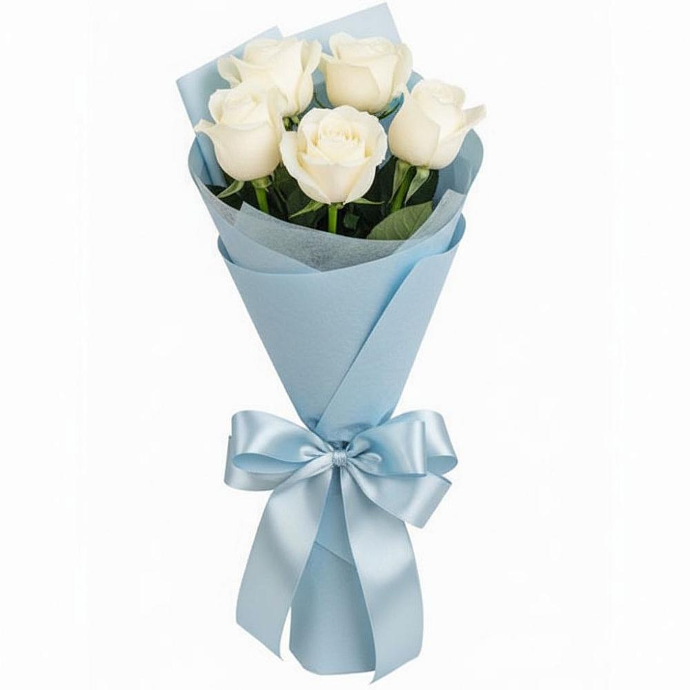 Букет 5 Белых роз Проуд в Озеке-Суате