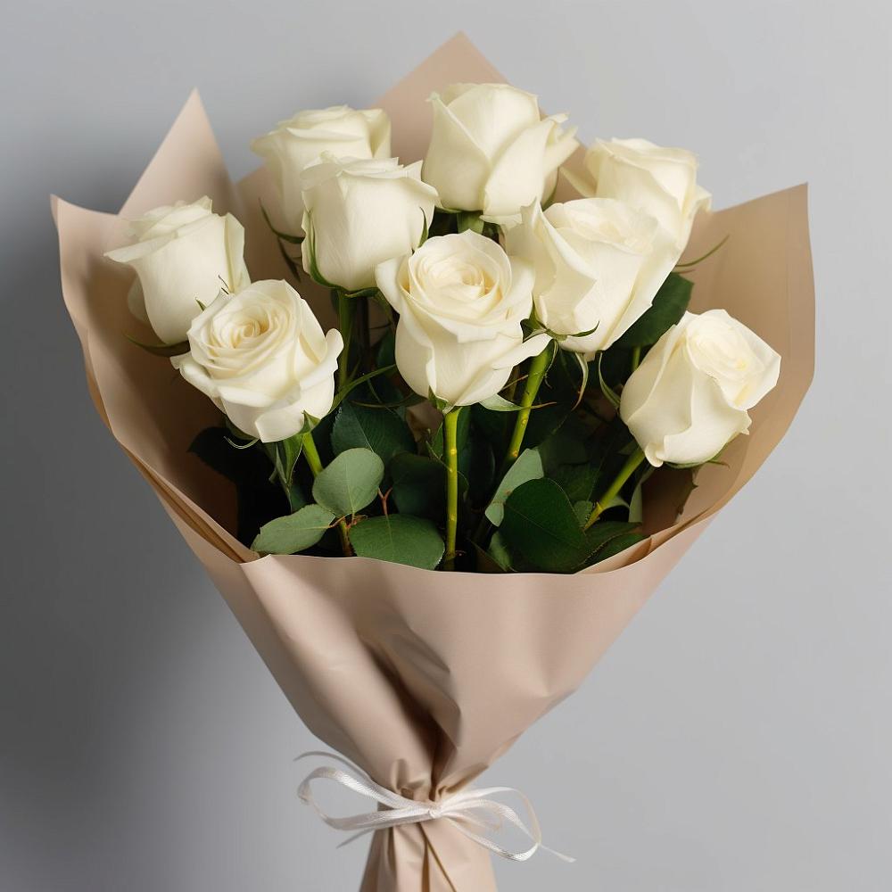 Букет 9 Белых роз Эдлесс Лав в Озеке-Суате