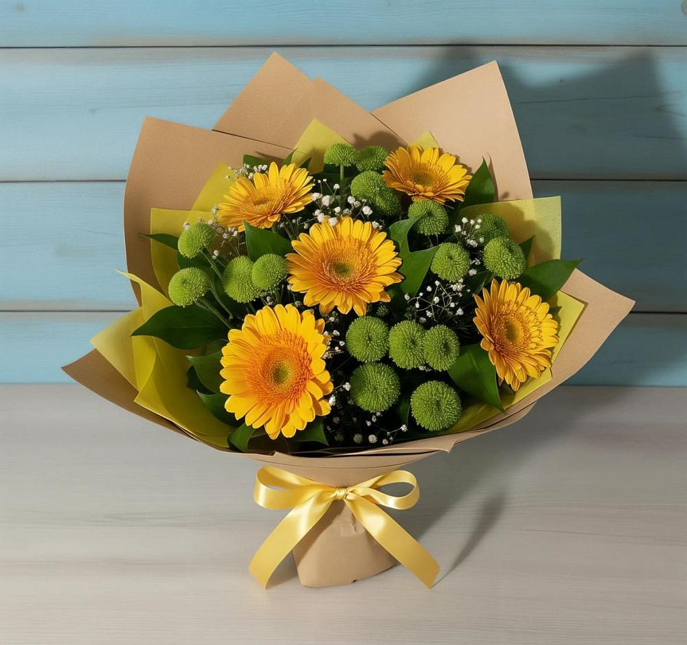 Букет цветов из: Герберы и Хризантемы в Озеке-Суате