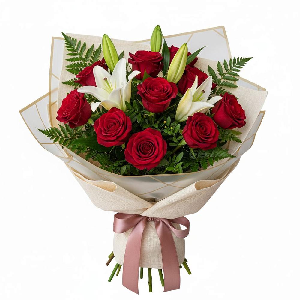 Букет цветов из: Лилии и Розы в Озеке-Суате