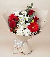 Букет цветов из:  Розы, Хризантемы, Герберы и Лилии в Озеке-Суате