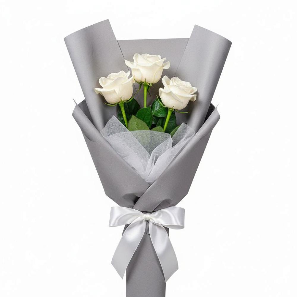Букет 3 белые розы в Озеке-Суате