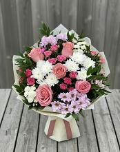 Букет цветов из:  Альстромерии, Гвоздики, Розы и Хризантемы в Озеке-Суате