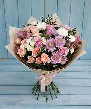 Букет цветов из:  Хризантемы, Розы и Альстромерии в Озеке-Суате