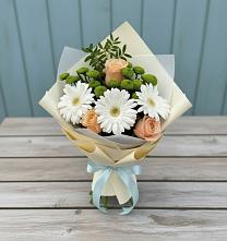 Букет цветов из:  Герберы, Розы и Хризантемы в Озеке-Суате