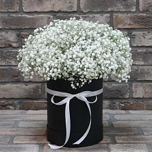 Цветочная композиция из Гипсофила в шляпной коробке в Озеке-Суате